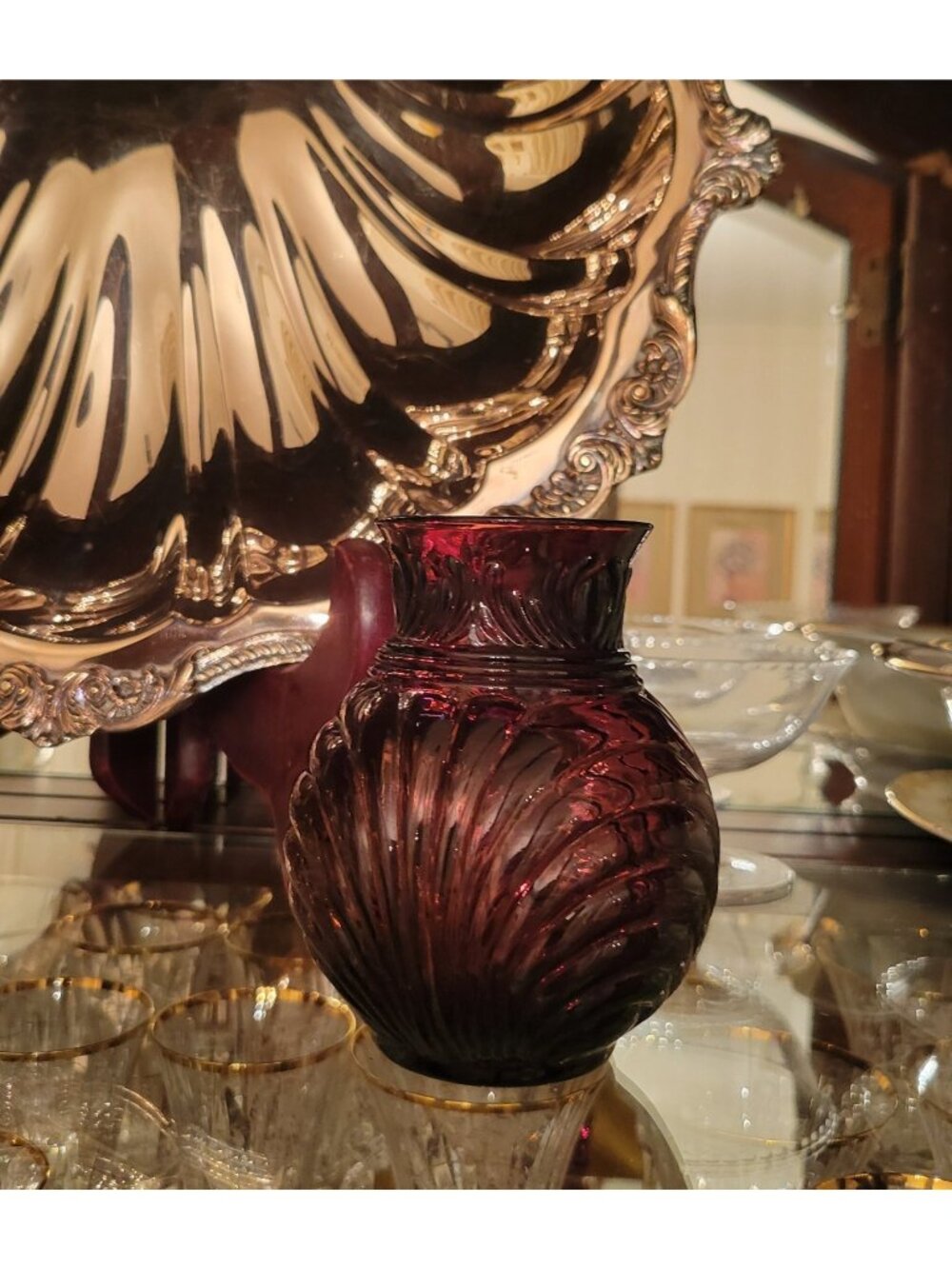 Cambridge Glass Caprice Vase #237 in Amethyst 4 1/2 inch Vintage Art Glass